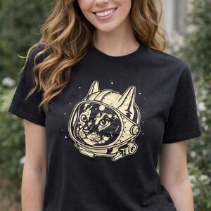 Catstronaut Astronaut Cat Graphic Gildan Heavy Cotton T-Shirt Unisex XL Black